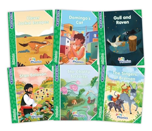 Jolly Phonics Folktales Green Readers (Level 3) Complete Set (1-6): In Print Letters (American English Edition) book cover