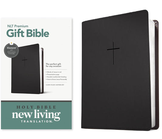 Premium Gift Bible NLT, Filament Enabled (Leatherlike, Classic Black, Red Letter)