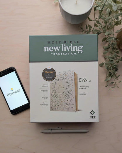 NLT Wide Margin Bible, Filament Enabled (Leatherlike, Grace & Bloom, Red Letter)