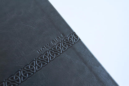KJV Holy Bible, Large Print Medium Format, Gray Faux Leather with Ribbon Marker, Red Letter, Thumb Index (KJV Medium Size Large Print Editions)