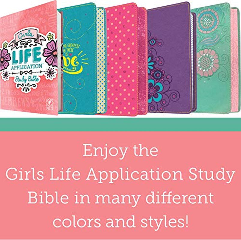 NLT Girls Life Application Study Bible (Leatherlike, Seafoam Teal/Pink Flowers)