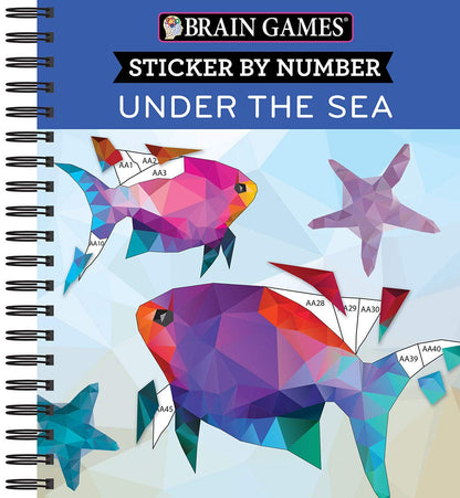 Brain Games - Sticker by Number: under the Sea - 2 Books in 1 (42 Images to Sticker)