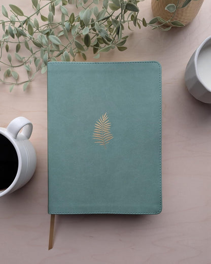 NLT Wide Margin Bible, Filament Enabled (Leatherlike, Sage Green Palm, Red Letter)