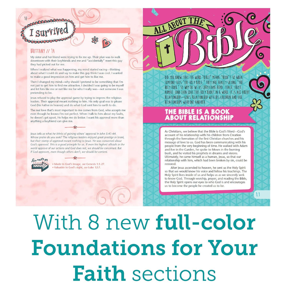 NLT Girls Life Application Study Bible (Leatherlike, Seafoam Teal/Pink Flowers)