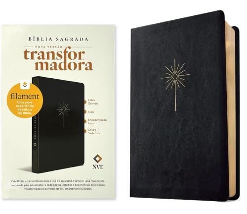 Biblia Sagrada Nvt Slim Letra Grande Com Filament (Leatherlike, Black) by Editora Mundo Cristao, Imitation Leather book cover