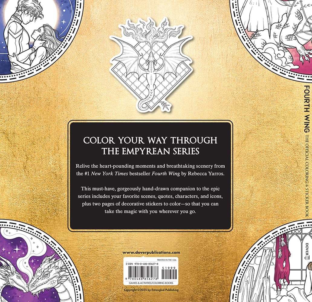 Fourth Wing: the Official Coloring & Sticker Book (Includes 2 Pages of Stickers to Color) (Dover Adult Coloring Books)