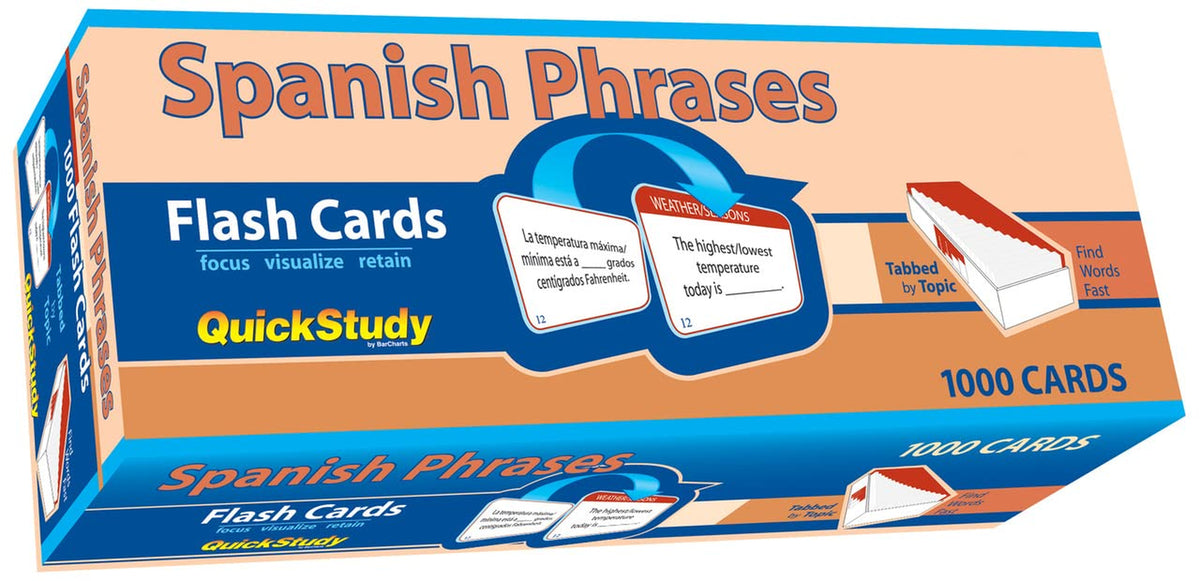 Spanish Phrases Flash Cards — 1,000 QuickStudy cards for everyday Spanish conversation