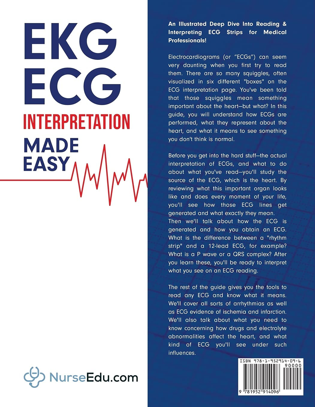 EKG | ECG Interpretation Made Easy: an Illustrated Study Guide for Students to Easily Learn How to Read & Interpret ECG Strips