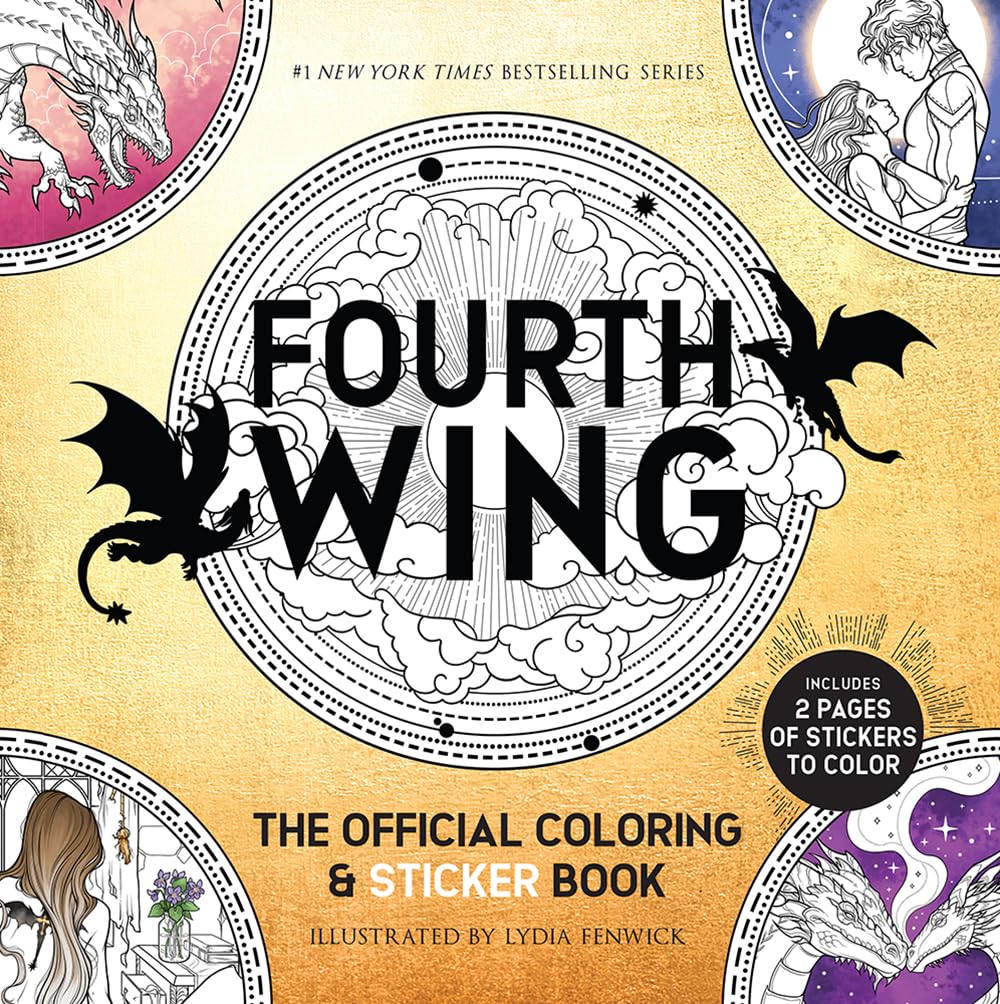 Fourth Wing Official Coloring & Sticker Book – 78 Pages + 10 Stickers, Empyrean Romantasy Paperback