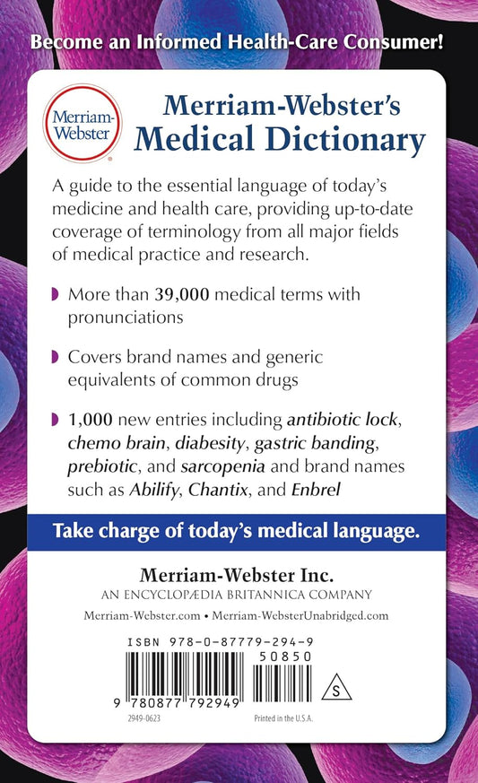 Merriam-Webster'S Medical Dictionary, Newest Edition, Mass-Market Paperback