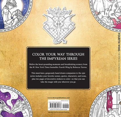 Fourth Wing Official Coloring & Sticker Book – 78 Pages + 10 Stickers, Empyrean Romantasy Paperback