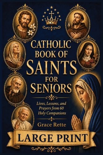 A Large-Print Catholic Book of Saints for Seniors: Lives, Lessons, and Prayers from 60 Holy Companions book cover