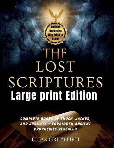 THE LOST SCRIPTURES (Large print Edition): Complete Books of Enoch, Jasher, and Jubilees - Forbidden Ancient Prophecies Revealed book cover