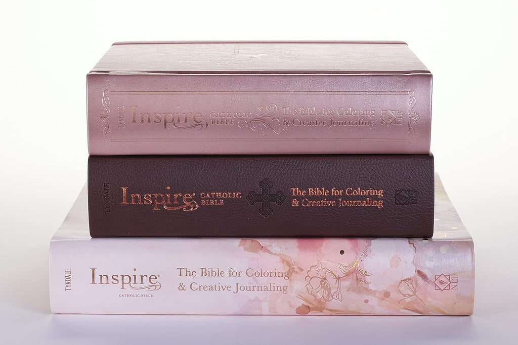 Tyndale NLT Inspire Catholic Bible (Hardcover, Rose Gold): Catholic Coloring Bible–Over 450 Illustrations to Color and Creative Journaling Bible Space, Religious Gifts That Inspire Connection with God
