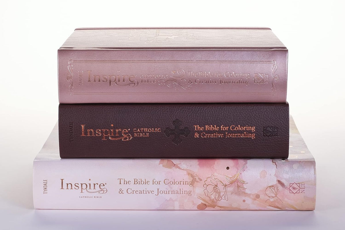 Tyndale NLT Inspire Catholic Bible (Hardcover, Rose Gold): Catholic Coloring Bible–Over 450 Illustrations to Color and Creative Journaling Bible Space, Religious Gifts That Inspire Connection with God