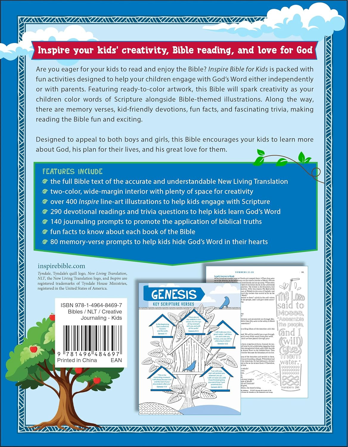 Inspire Bible for Kids NLT (Softcover): the Bible for Coloring & Creative Journaling