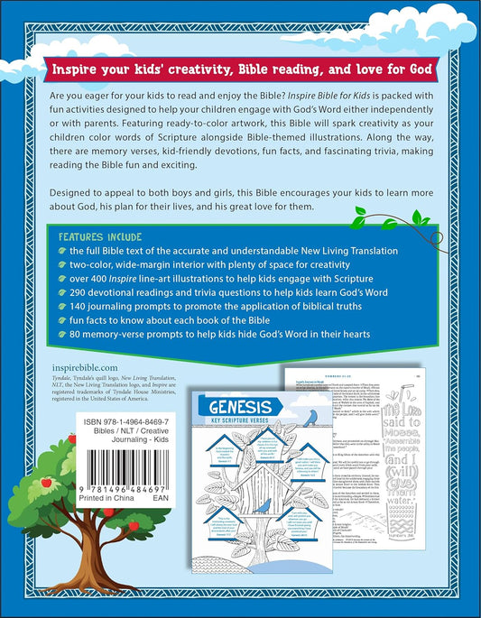 Inspire Bible for Kids NLT (Softcover): the Bible for Coloring & Creative Journaling