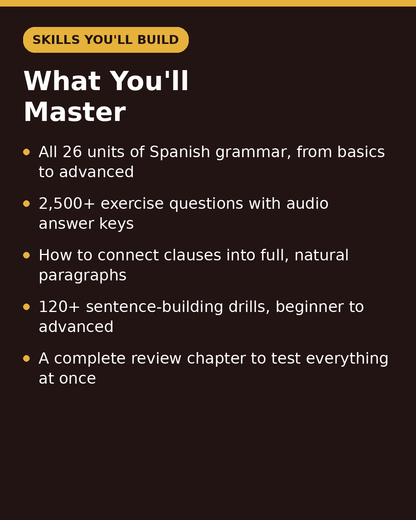 Spanish Grammar Deep Dive Bundle: Complete Spanish Grammar + Spanish Sentence Builder