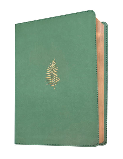 NLT Wide Margin Bible, Filament Enabled (Leatherlike, Sage Green Palm, Red Letter)