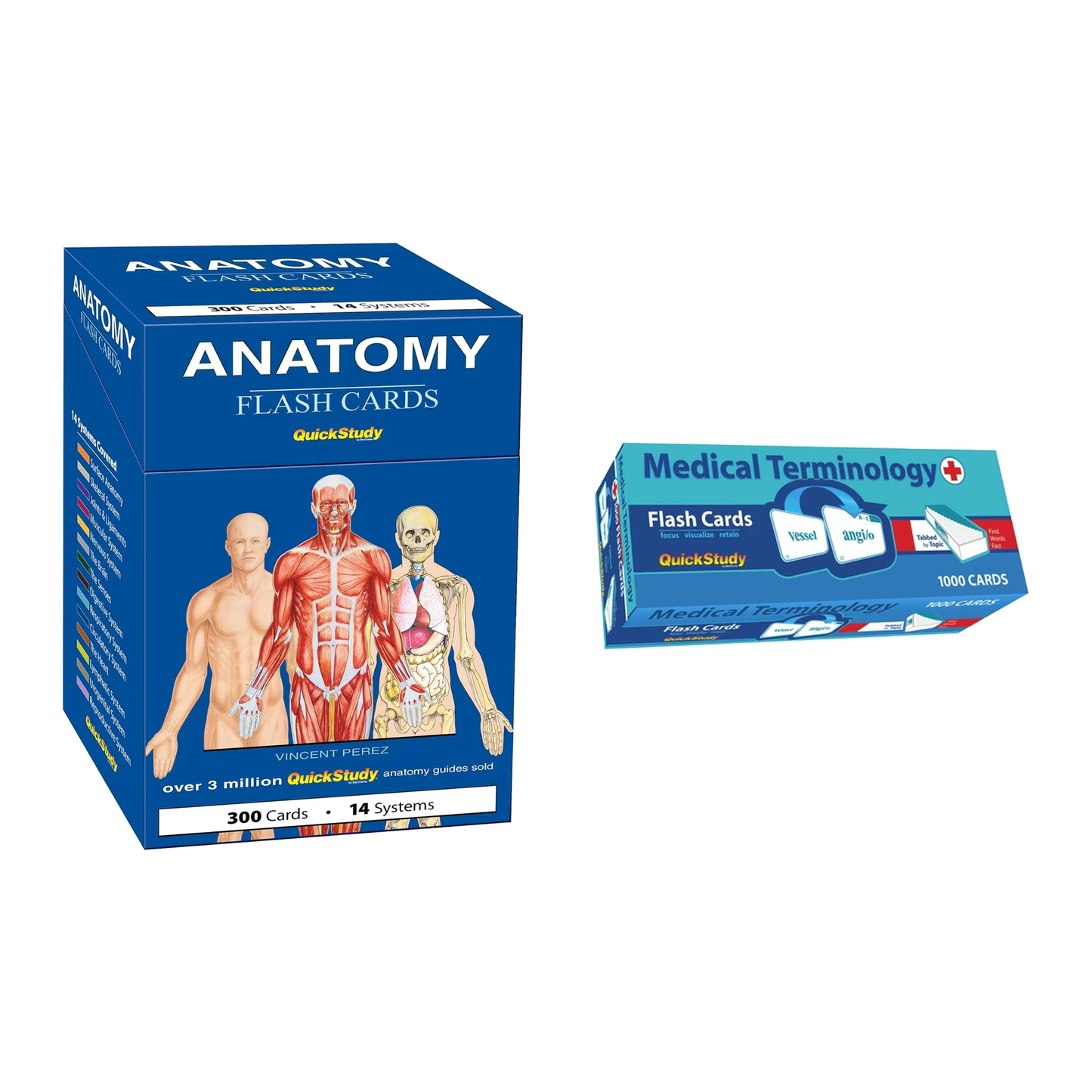 QuickStudy Clinical Pair – Anatomy Flash Cards + Medical Terminology 1000 Flash Cards | 2-Deck Nursing & Med Student Set