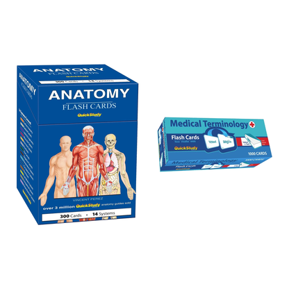 QuickStudy Clinical Pair – Anatomy Flash Cards + Medical Terminology 1000 Flash Cards | 2-Deck Nursing & Med Student Set