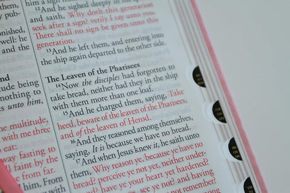 KJV Holy Bible, Giant Print Thinline Large Format, Pink Premium Imitation Leather with Ribbon Marker, Red Letter, and Thumb Index (KJV Large Size Giant Print Editions)