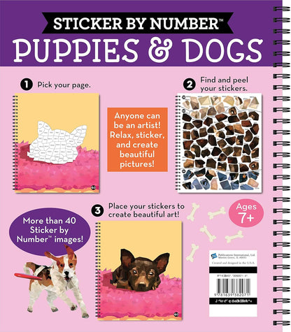 Brain Games - Sticker by Number: Puppies & Dogs - 2 Books in 1 (42 Images to Sticker)