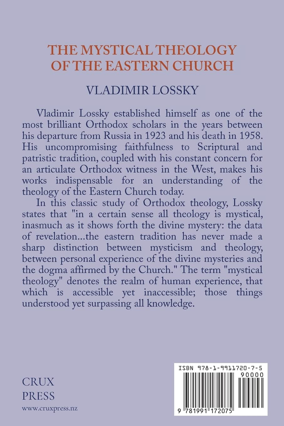 The Mystical Theology of the Eastern Church