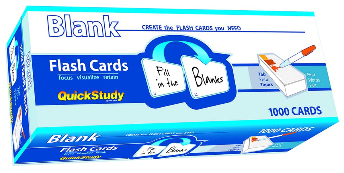 Blank Flash Cards 1000 pack QuickStudy