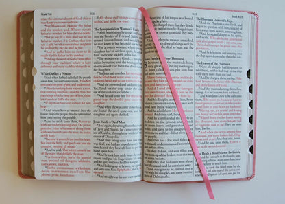 KJV Holy Bible, Giant Print Thinline Large Format, Pink Premium Imitation Leather with Ribbon Marker, Red Letter, and Thumb Index (KJV Large Size Giant Print Editions)