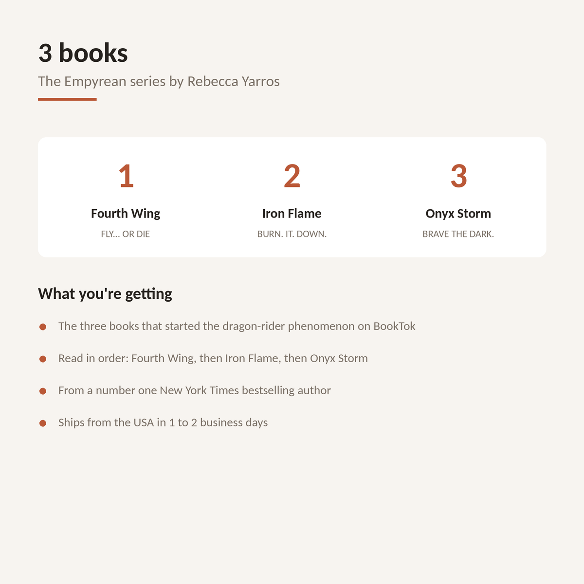 The Empyrean series by Rebecca Yarros — all three published books