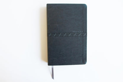 KJV Holy Bible, Large Print Medium Format, Gray Faux Leather with Ribbon Marker, Red Letter, Thumb Index (KJV Medium Size Large Print Editions)