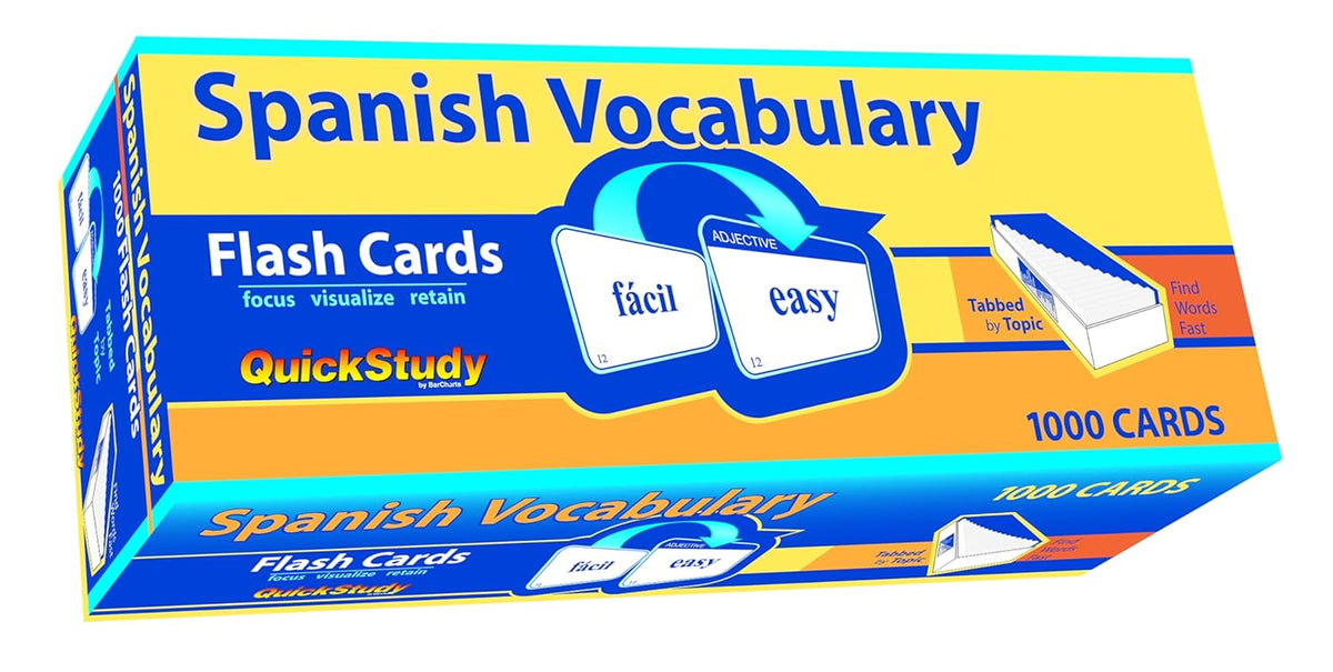 Spanish Vocabulary 1000 Flash Cards — a QuickStudy reference tool for learning Spanish words