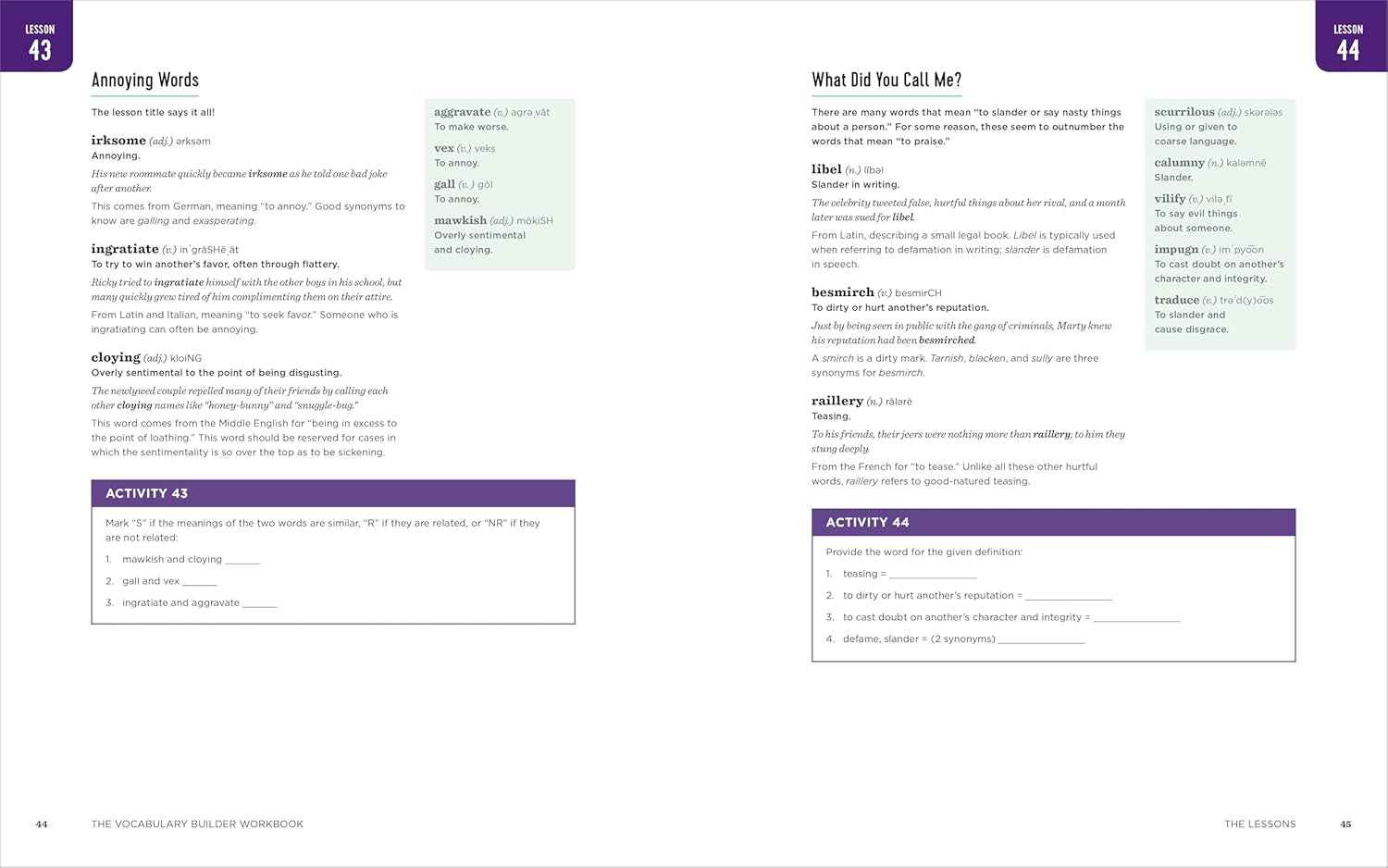 The Vocabulary Builder Workbook: Simple Lessons and Activities to Teach Yourself over 1,400 Must-Know Words