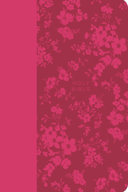 KJV Holy Bible, Large Print Handy Size, Fuchsia Premium Imitation Leather W/Ribbon Marker, Red Letter, Zipper (KJV Medium Size Large Print Editions)