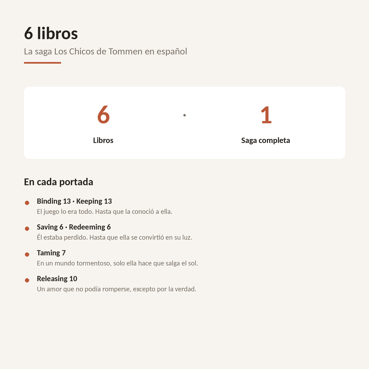 La saga completa Los Chicos de Tommen en español — seis tomos