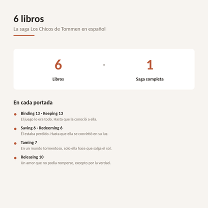 La saga completa Los Chicos de Tommen en español — seis tomos
