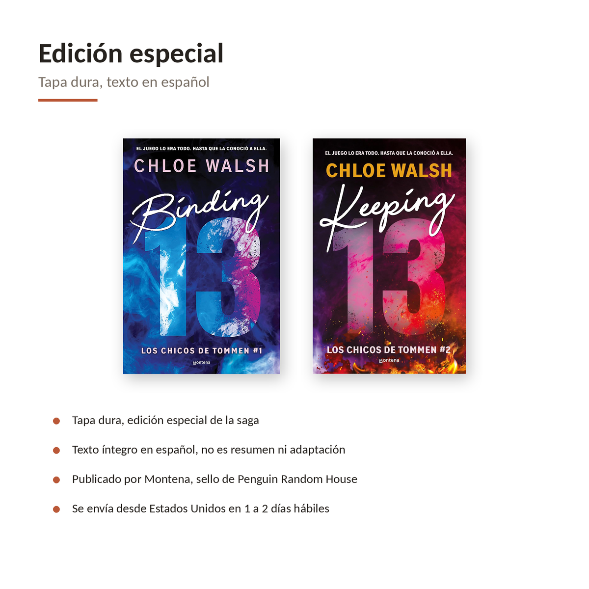 Edición especial en tapa dura con cantos pintados, texto en español, editorial Montena
