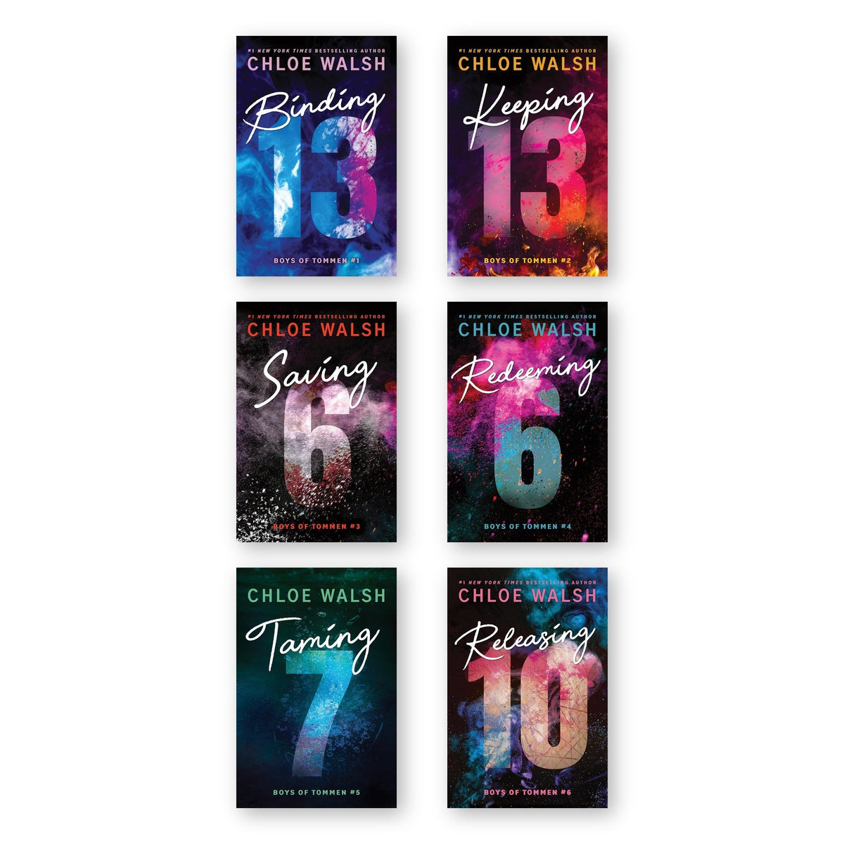 Boys of Tommen complete series 6 book set by Chloe Walsh — all six paperback covers